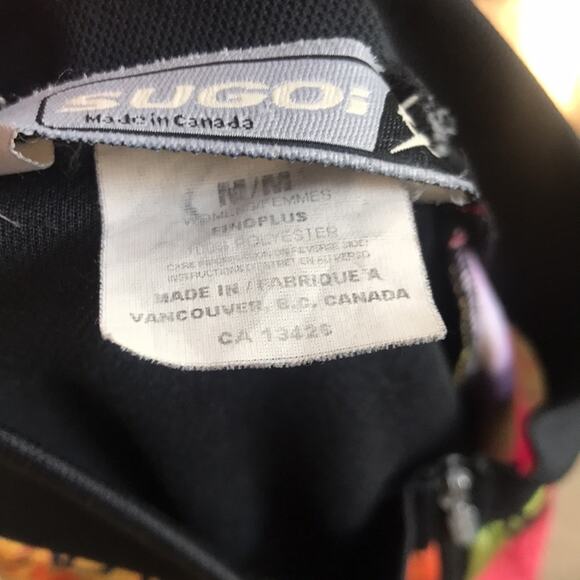 Sugoi 1/2 Zip Floral Cycling Black Jacket with Pockets Women's Size Medium - Picture 7 of 7